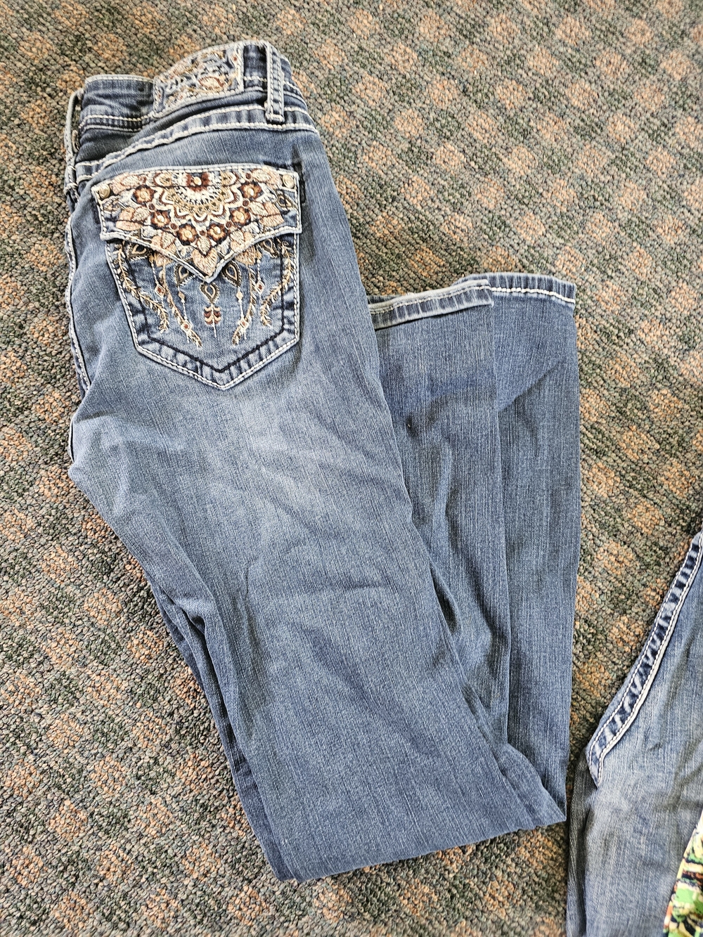 Grace in LA Blue Boot Cut Jeans with Embroidered Back Pocket